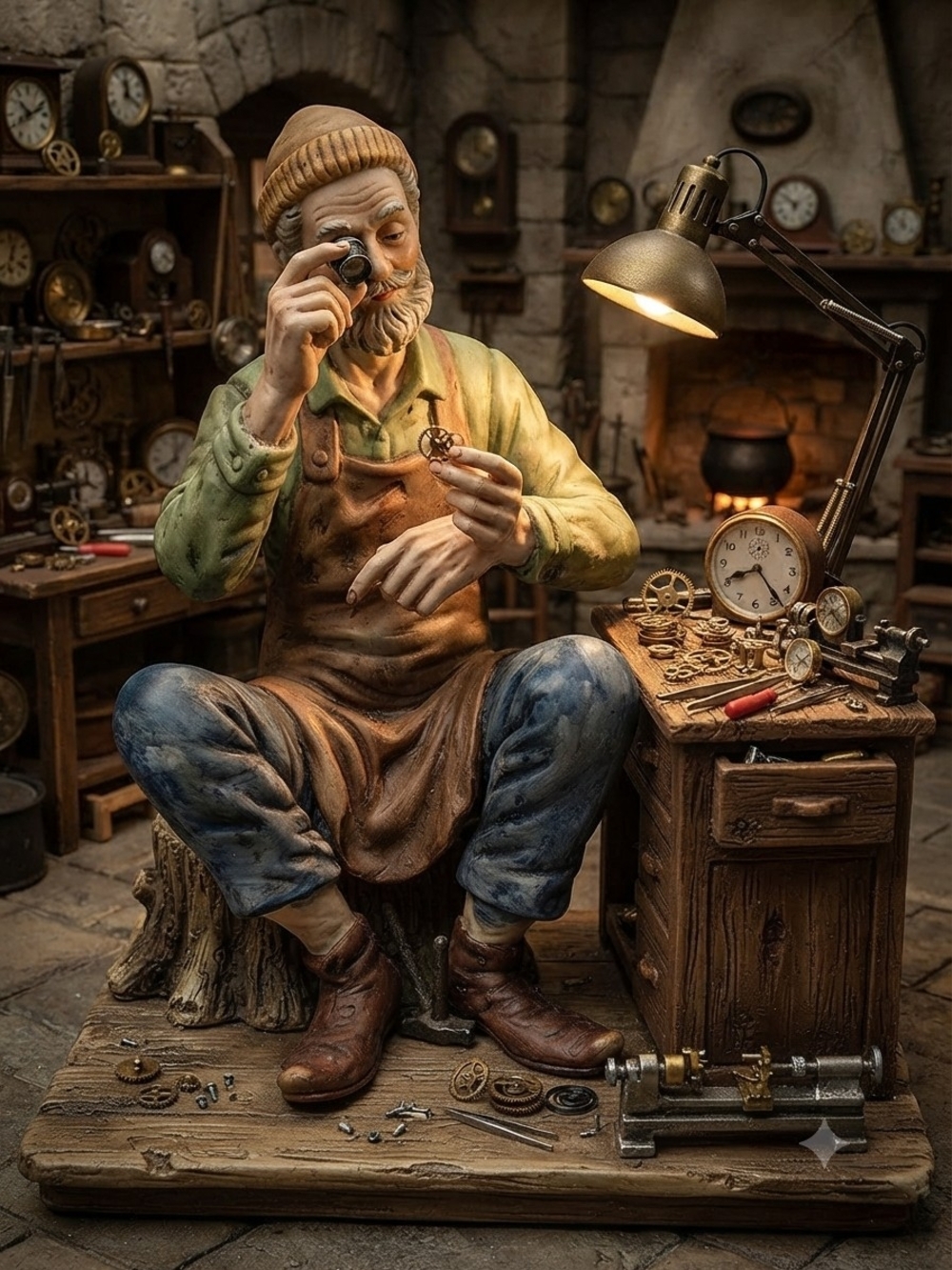 Vintage Fine Quality Limited Edition Clockmaker Figurine Watchmaker Statue